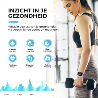 AyeWay Smartwatch Stalen Band Zwart