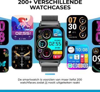 AyeWay Smartwatch Stalen Band Zwart