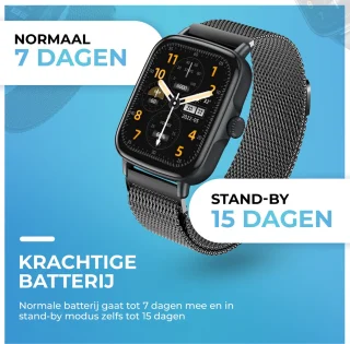 AyeWay Smartwatch Stalen Band Zwart