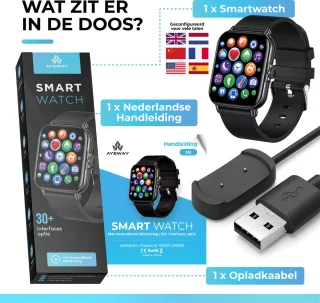 AyeWay Smartwatch Zwart Heren & Dames
