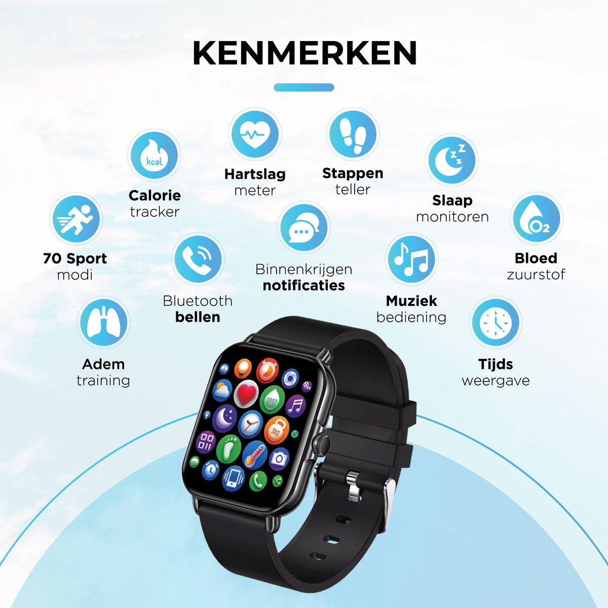 Wat vinden we goed aan de AyeWay Smartwatch Zwart Heren & Dames