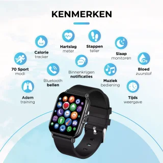 AyeWay Smartwatch Zwart Heren & Dames