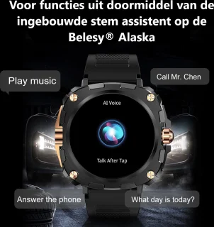 Belesy Alaska Smartwatch Dames Zwart Goud Staal