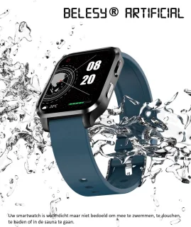 Belesy® ARTIFICIAL Smartwatch Unisex Bruin/Zwart Leer 1.70"