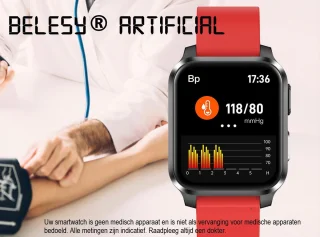 Belesy® ARTIFICIAL Smartwatch Unisex Bruin/Zwart Leer 1.70"