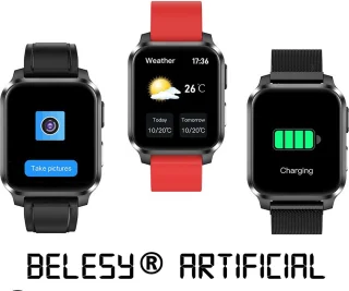 Belesy® ARTIFICIAL Smartwatch Unisex Bruin/Zwart Leer 1.70"