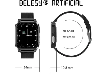 Belesy® ARTIFICIAL Smartwatch Unisex Bruin/Zwart Leer 1.70"