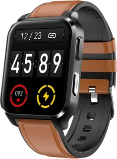Belesy® ARTIFICIAL Smartwatch Unisex Bruin/Zwart Leer 1.70"