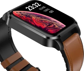 Belesy® ARTIFICIAL Smartwatch Unisex Bruin/Zwart Leer 1.70"