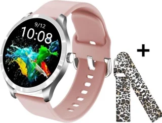 Belesy BQSiRgPk Pro Smartwatch Unisex Zilver Met Roze Bandje