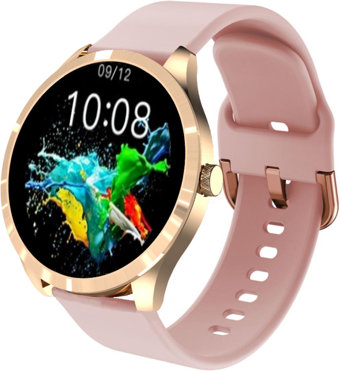 Wat vinden we goed aan de Belesy BQSiRgRb PLUS Smartwatch Rose Goud Milanees staal