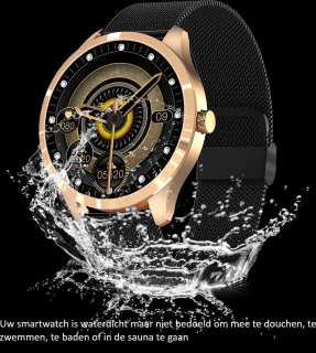 Belesy BQSiRgRb PLUS Smartwatch Rose Goud Milanees staal