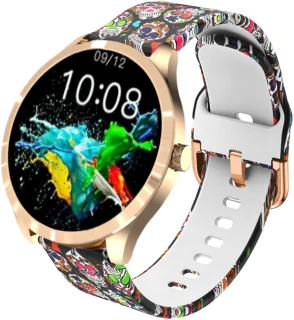 Belesy BQSiRgSk Pro Skull Smartwatch Rose Goud Staal Siliconen