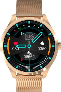 Belesy BQSiRgSk Pro Skull Smartwatch Rose Goud Staal Siliconen