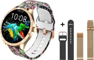 Belesy BQSiRgSk Pro Skull Smartwatch Rose Goud Staal Siliconen