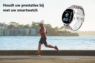 Belesy BQSiZi1 Panterprint Dames Smartwatch 1.3 inch Zilver Siliconen