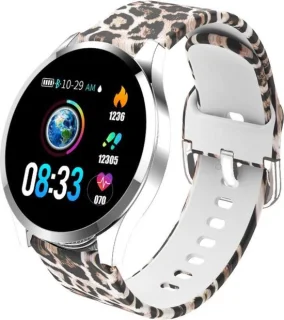 Belesy BQSiZi1 Panterprint Dames Smartwatch 1.3 inch Zilver Siliconen