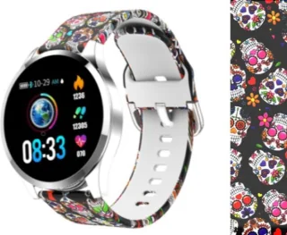 Belesy BQSiZi8 Skull Limited Edition Smartwatch Zilver Siliconen