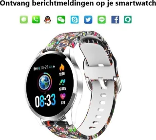 Belesy BQSiZi8 Skull Limited Edition Smartwatch Zilver Siliconen
