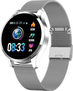 Belesy BQSiZiPk Smartwatch - Dames & Heren - Zilver & Roze