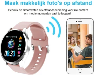 Belesy BQSiZiPk Smartwatch - Dames & Heren - Zilver & Roze