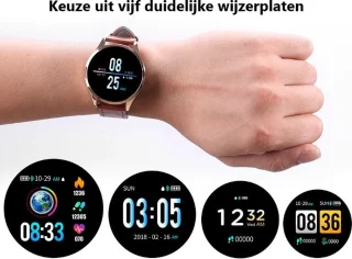 Belesy BQSiZiPk Smartwatch - Dames & Heren - Zilver & Roze