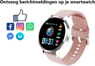 Belesy BQSiZiPk Smartwatch - Dames & Heren - Zilver & Roze