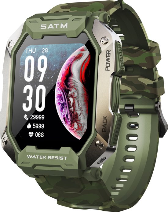 Belesy Covert Smartwatch Heren Groen Camouflage