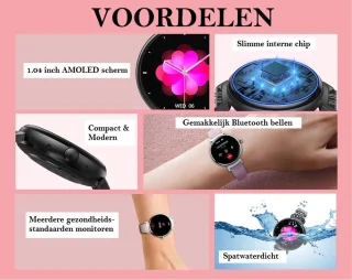 Belesy Dakota Smartwatch Dames en Heren Zilver Staal 1.04 inch AMOLED