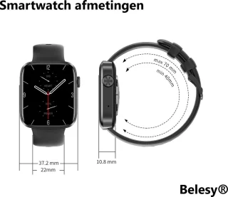 Belesy DATURA Smartwatch Zwart Milanees