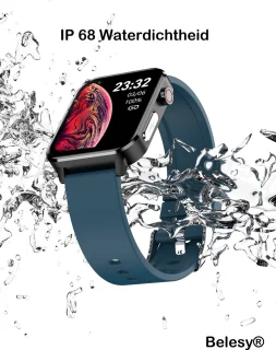 Belesy INTELLIGENT Smartwatch Leer Zwart 1.70 inch