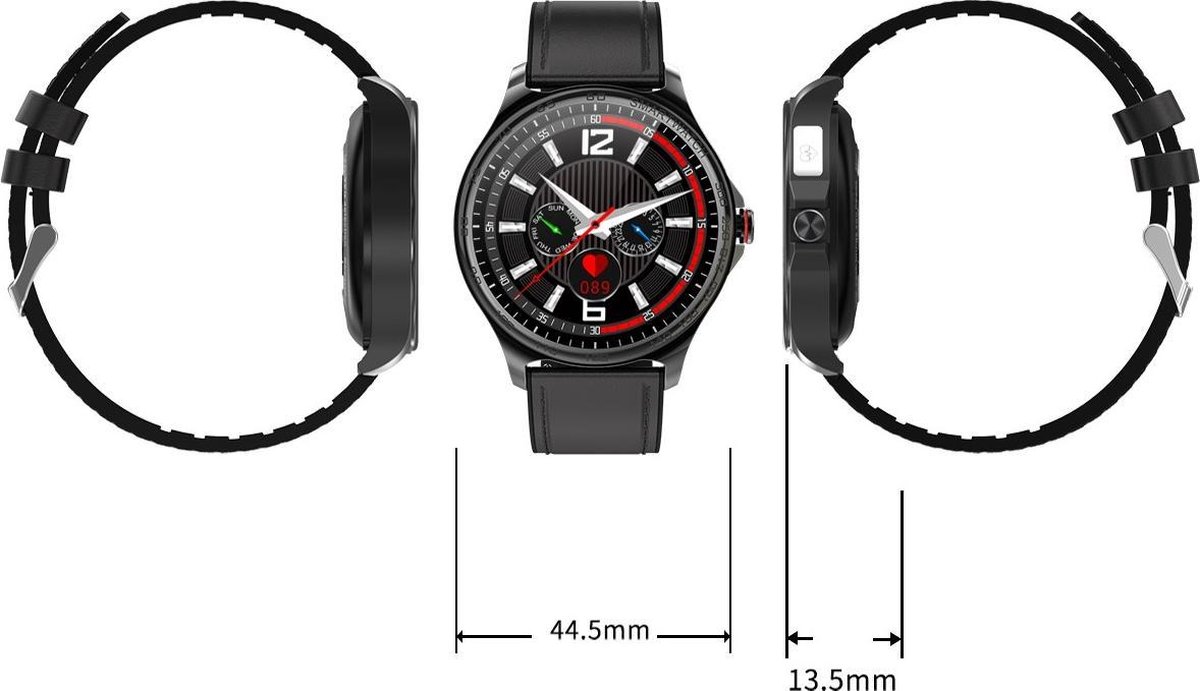 Belesy MARS Smartwatch Zwart Staal Schakel