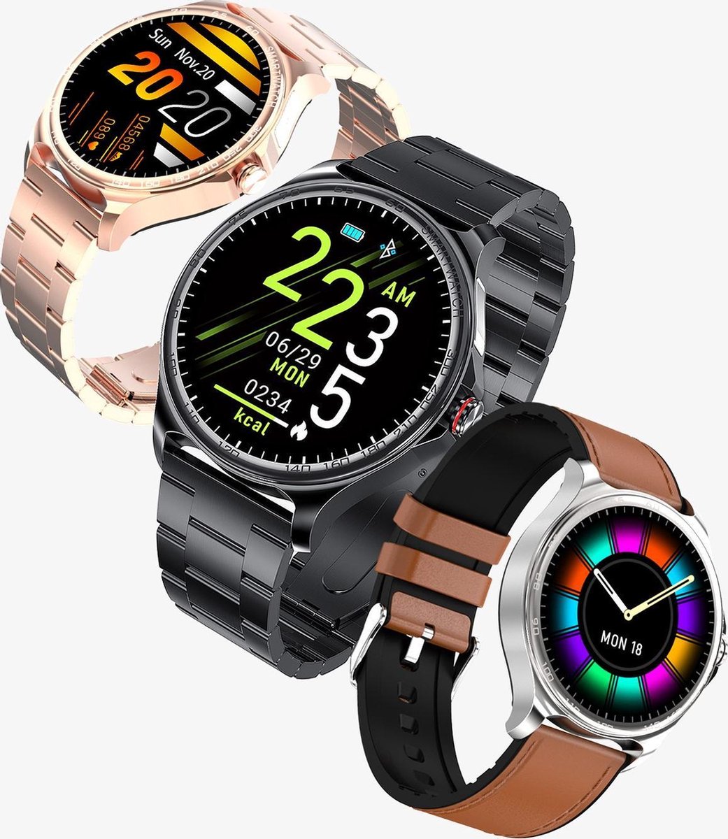 Belesy MARS Smartwatch Zwart Staal Schakel