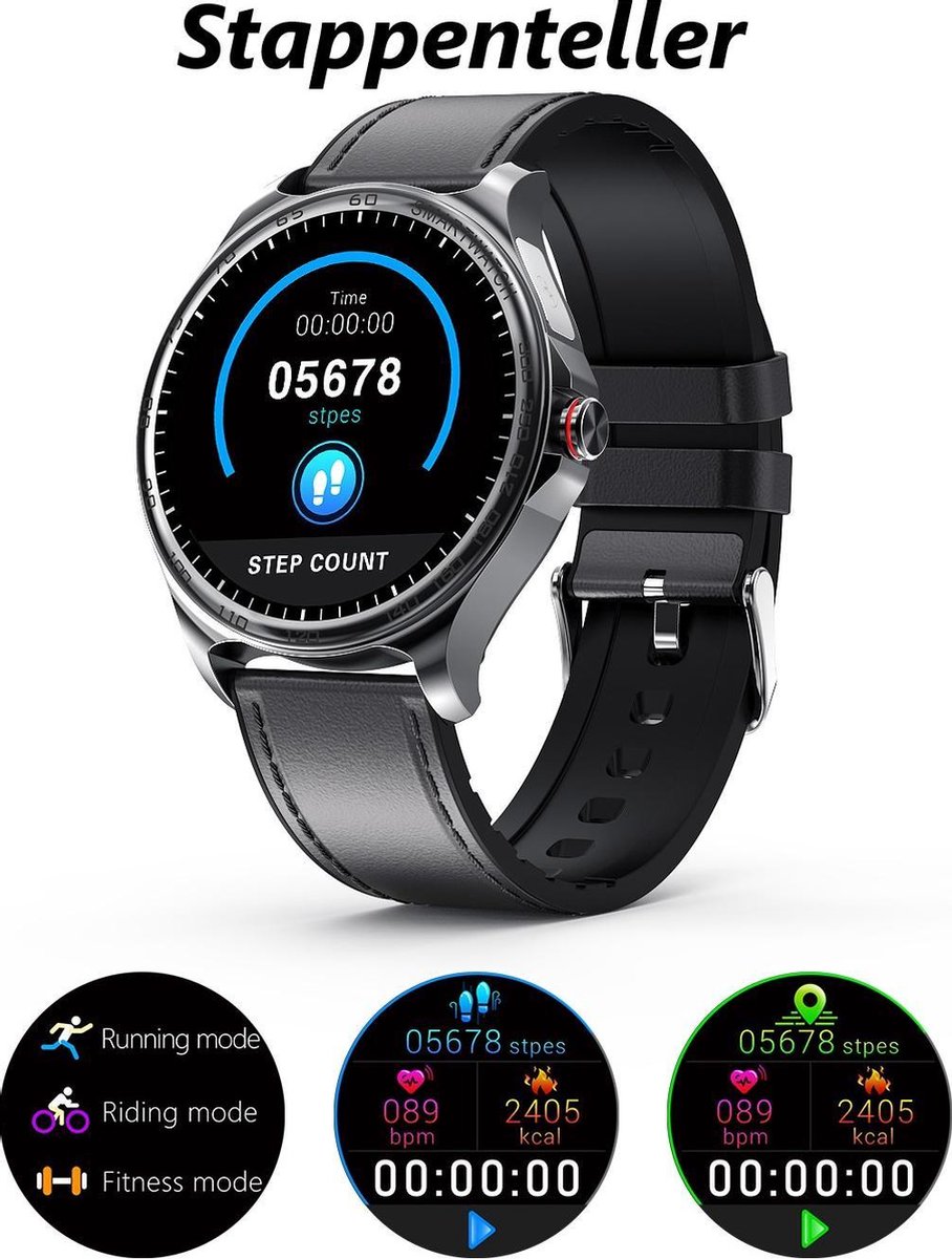 Belesy MARS Smartwatch Zwart Staal Schakel