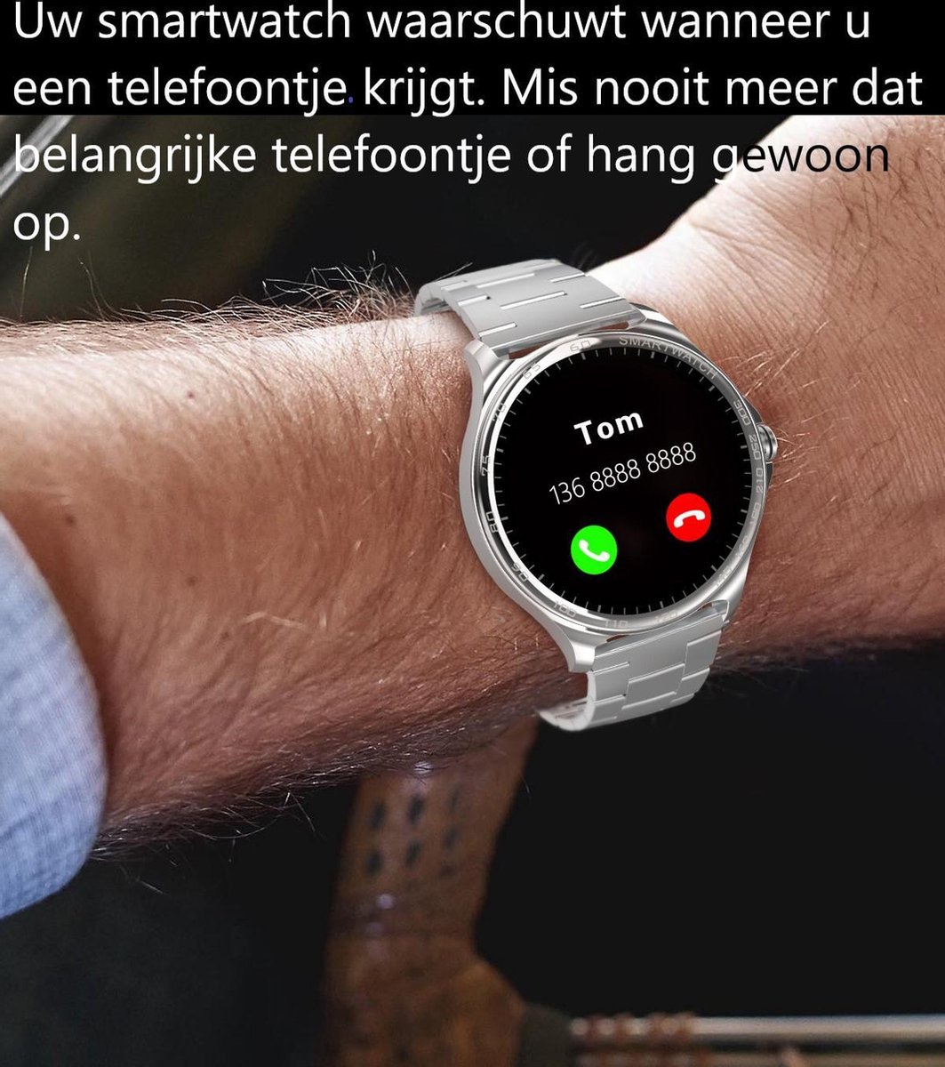 Belesy MARS Smartwatch Zwart Staal Schakel