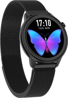 Belesy MOON Dames Smartwatch Milanees Staal Zwart