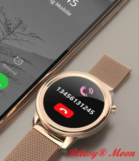 Belesy MOON Dames Smartwatch Milanees Staal Zwart
