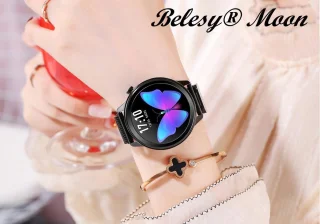 Belesy MOON Dames Smartwatch Milanees Staal Zwart