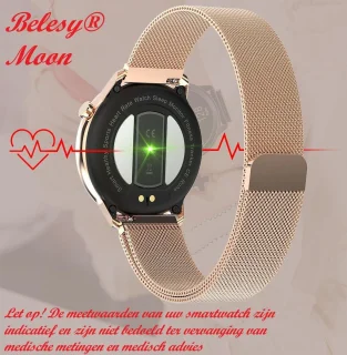 Belesy MOON Dames Smartwatch Milanees Staal Zwart