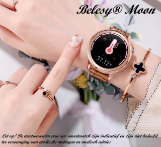 Belesy MOON Smartwatch Dames Rose Goud Staal Milanees