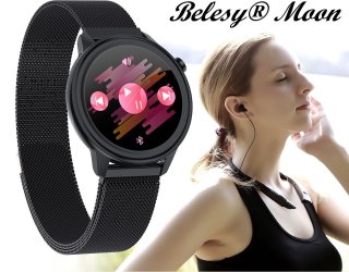 Belesy MOON Smartwatch Dames Rose Goud Staal Milanees