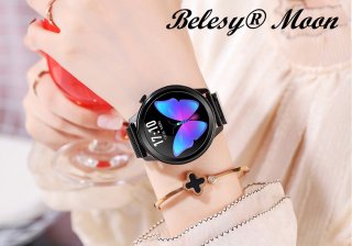 Belesy MOON Smartwatch Dames Rose Goud Staal Milanees