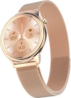 Belesy MOON Smartwatch Dames Rose Goud Staal Milanees