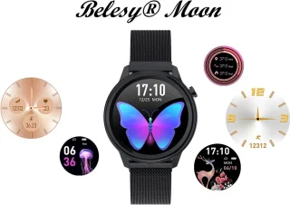 Belesy MOON Smartwatch Dames Rose Goud Staal Milanees