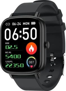 Belesy® PEARL 55 Smartwatch - Zwart (siliconen band)