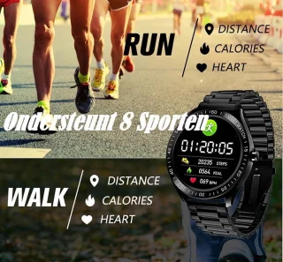 Belesy POWER Smartwatch Staal Zwart