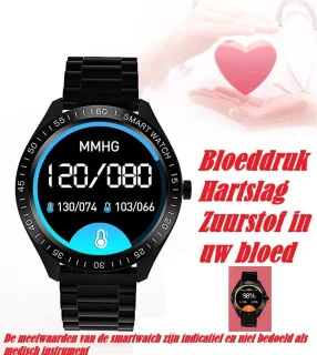 Belesy POWER Smartwatch Staal Zwart