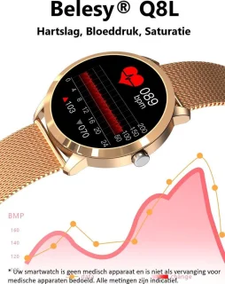 Belesy Q8LG 2022 Smartwatch Rosé Goud Staal