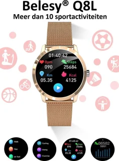 Belesy Q8LG 2022 Smartwatch Rosé Goud Staal