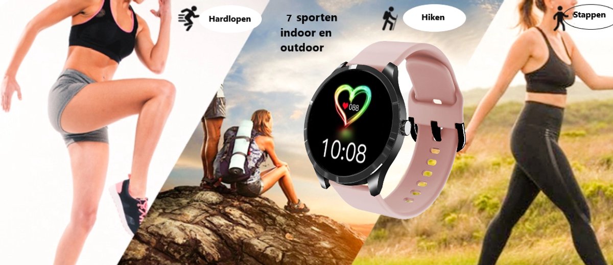 Belesy Q9 Pro Smartwatch Unisex Zwart Roze